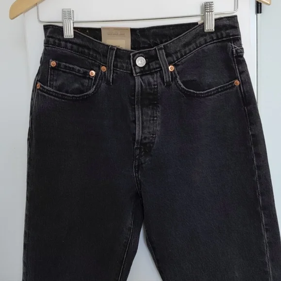 Levi's 501 Cropped Ff Topic Black Sz 26 Nwt - Picture 5 of 12